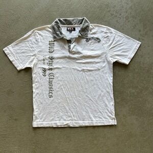 Vintage UVA Polo Shirt Size Large White Y2K Open Collar Wild Style Classics Punk
